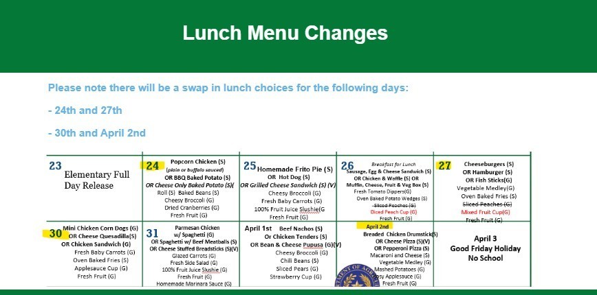 lunch menu