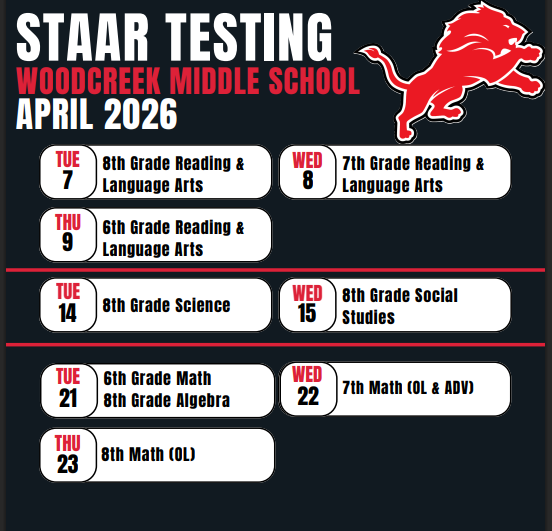 WMS April STAAR Testing Dates