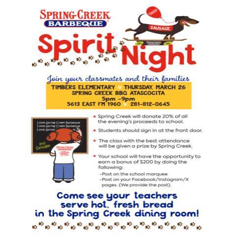 Spring Creek Spirit Night 3-26-26
