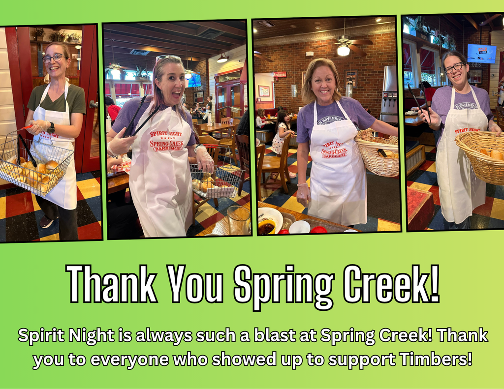 Thank you Spring Creek! Spirit Night is always such a blast at Spring Creek. Thank you to everyone who showed up to support Timbers! Four Teachers Smiling while passing out dinner rolls