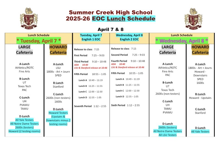 eoc bell schedule 