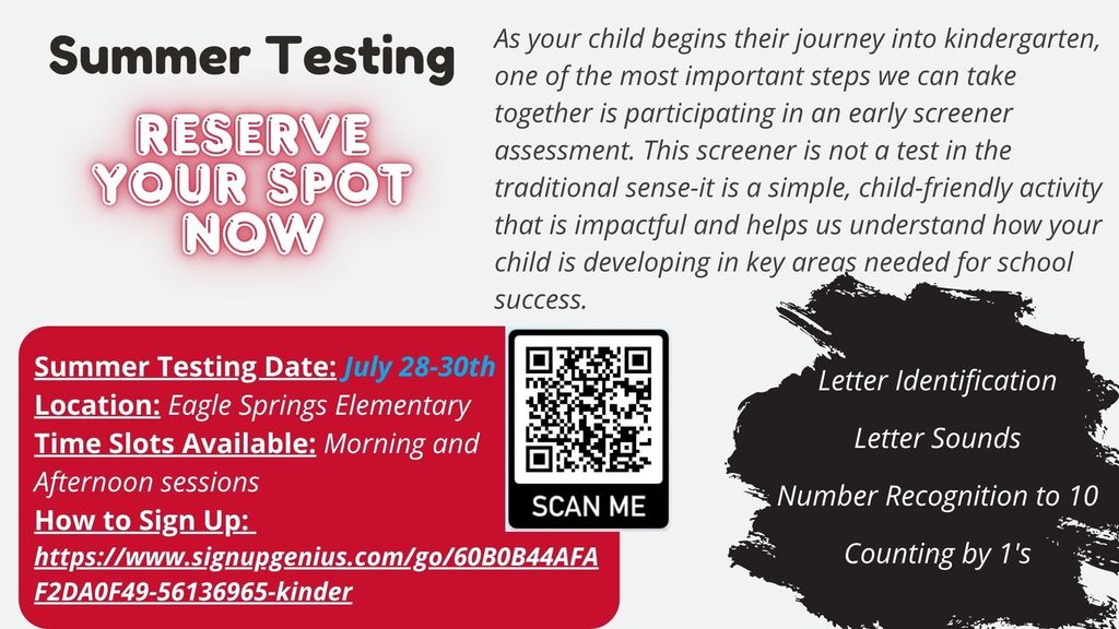 Kinder Screener Testing flyer