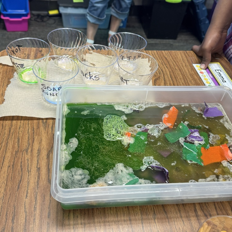 students doing science project