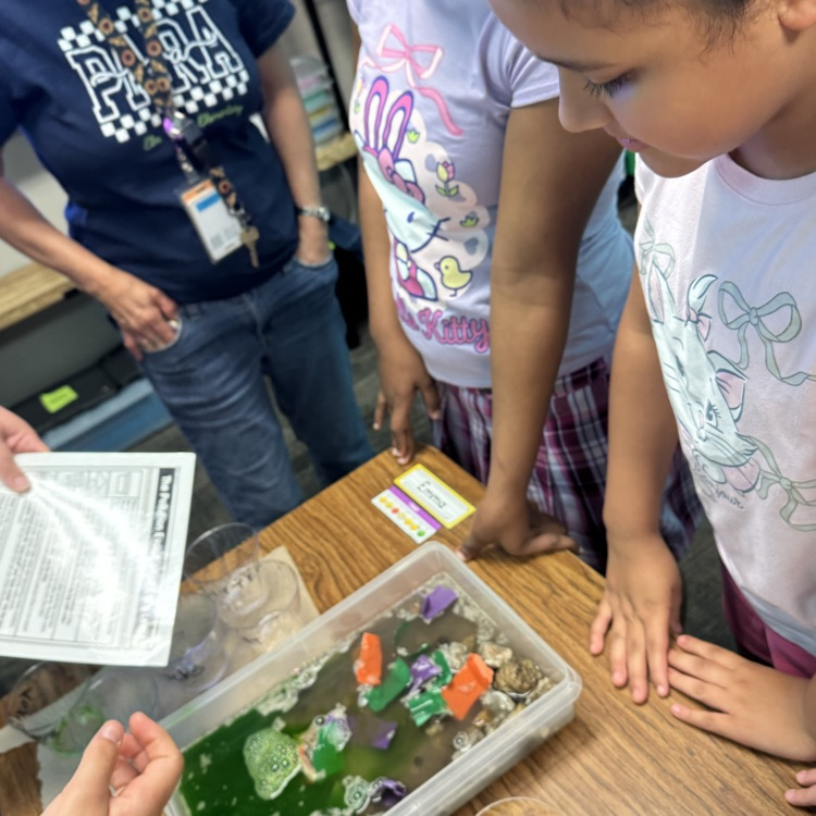 students doing science project