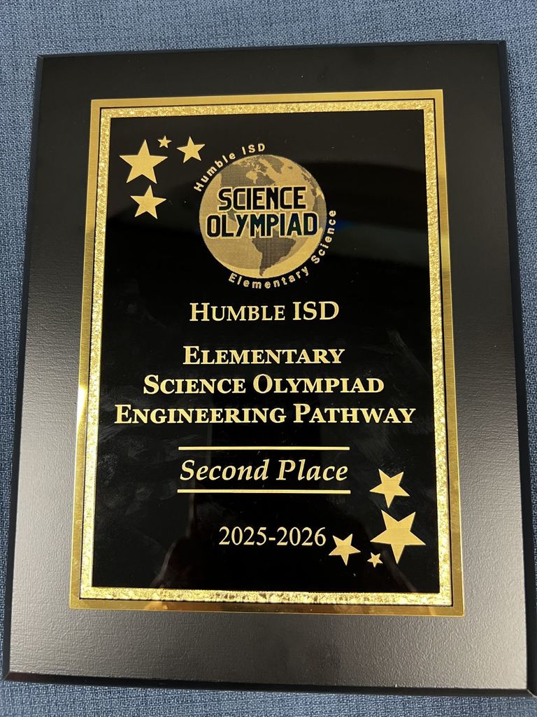 Groves Elementary received Second Place at the Humble ISD Science Olympiad competition
