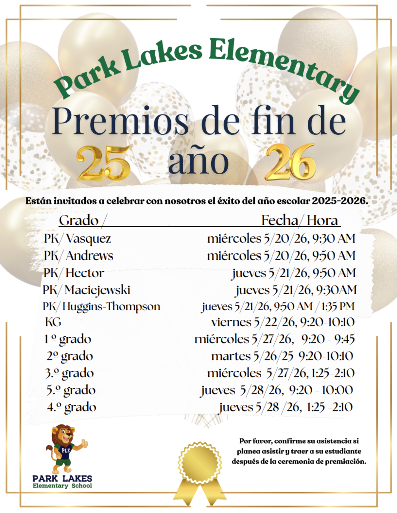 Award Ceremonies Flyer with time and dates in Spanish