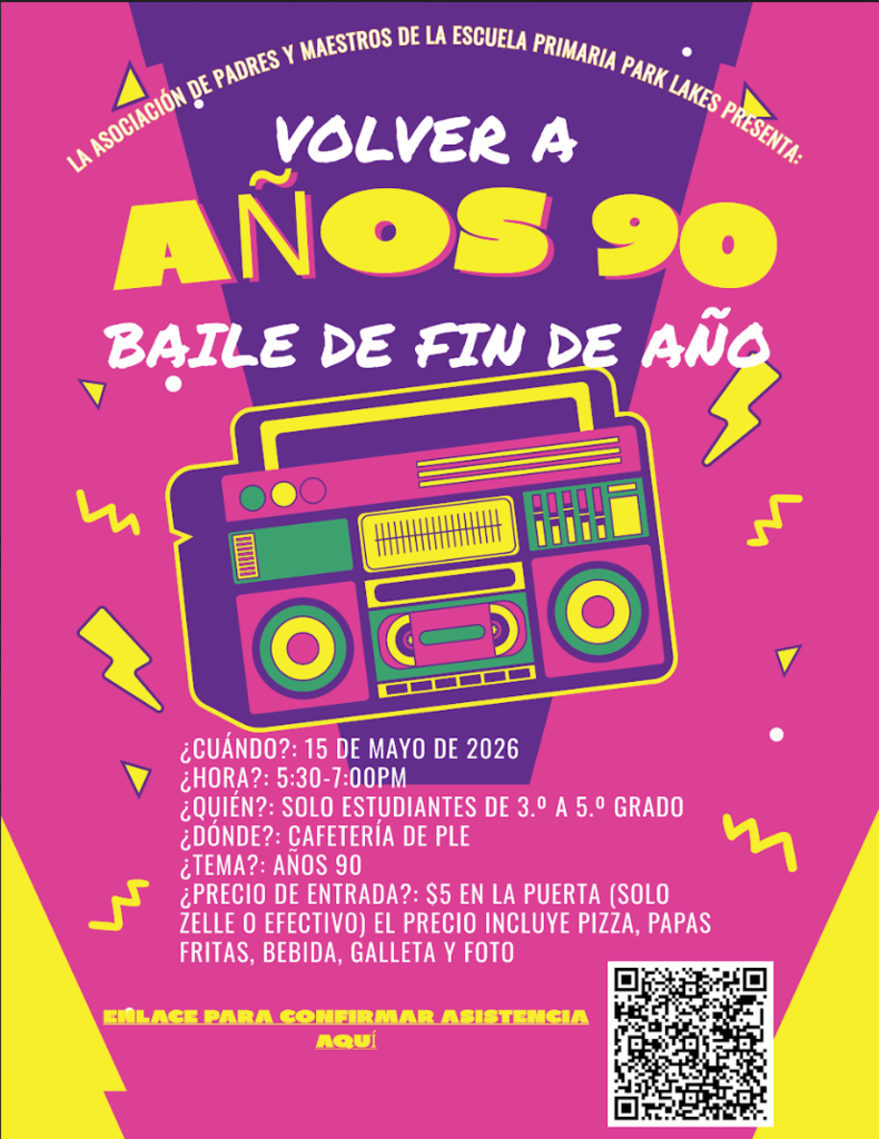 End of year Dance Flyer with information and QR code in Spanish