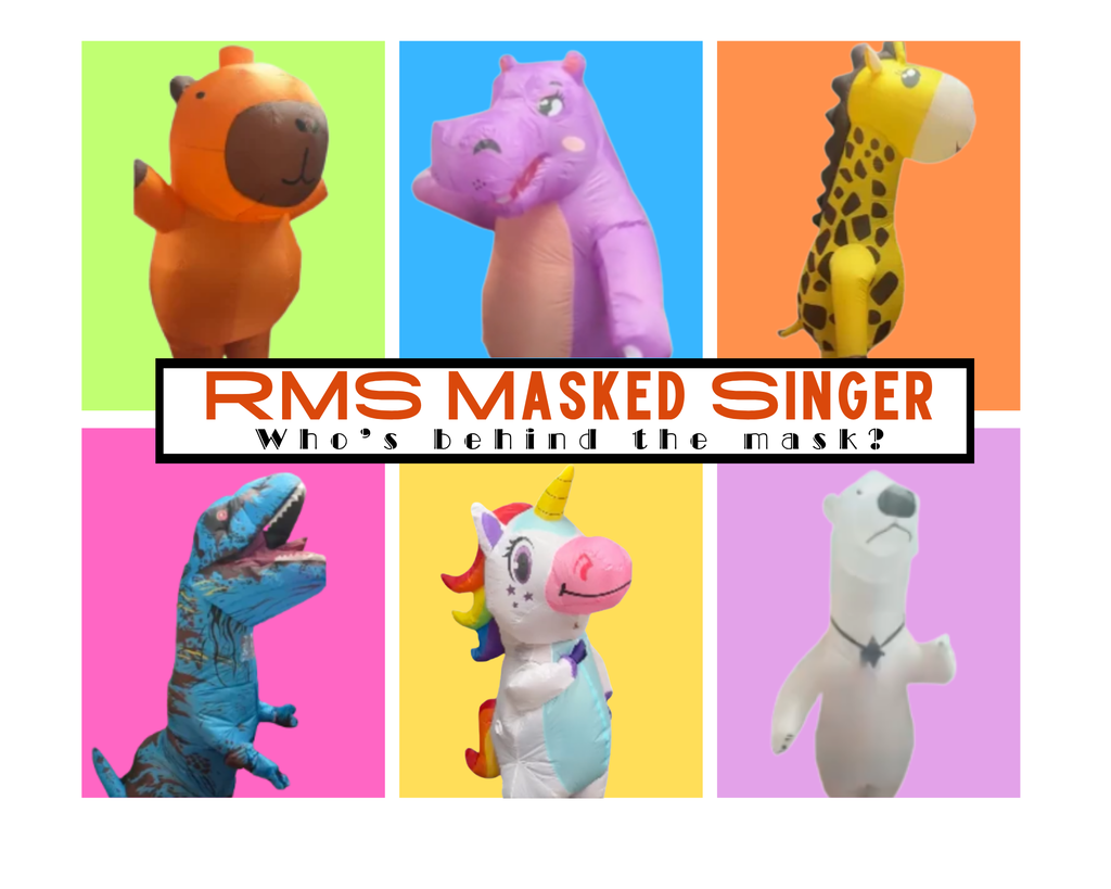 A unicorn, capybara, hippo, dinosaur, polar bear, and giraffe have all appeared at RMS Masked Singer… but who’s behind the mask? 🎤🎭 Join us May 22 from 2–4 PM to uncover the mystery!  Get a sneak peek at the contestants: bit.ly/RMSmaskedsinger  Ready to join the fun?  Get your ticket today! 👉 Donate here: bit.ly/annualfundRMS