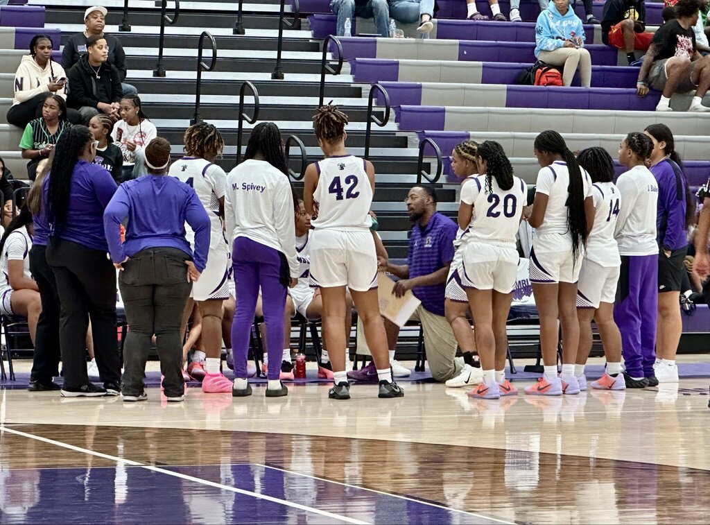 HHS Girls basketball team at a recent game.