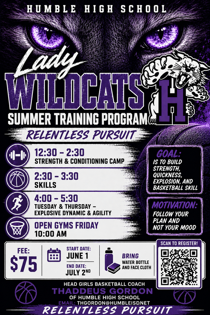 Summer Training Flier for HHS girls basketball.