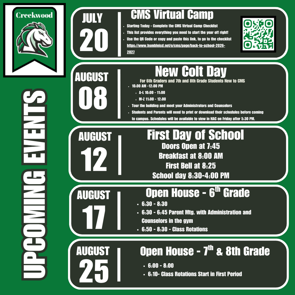 Upcoming CMS Dates and Events