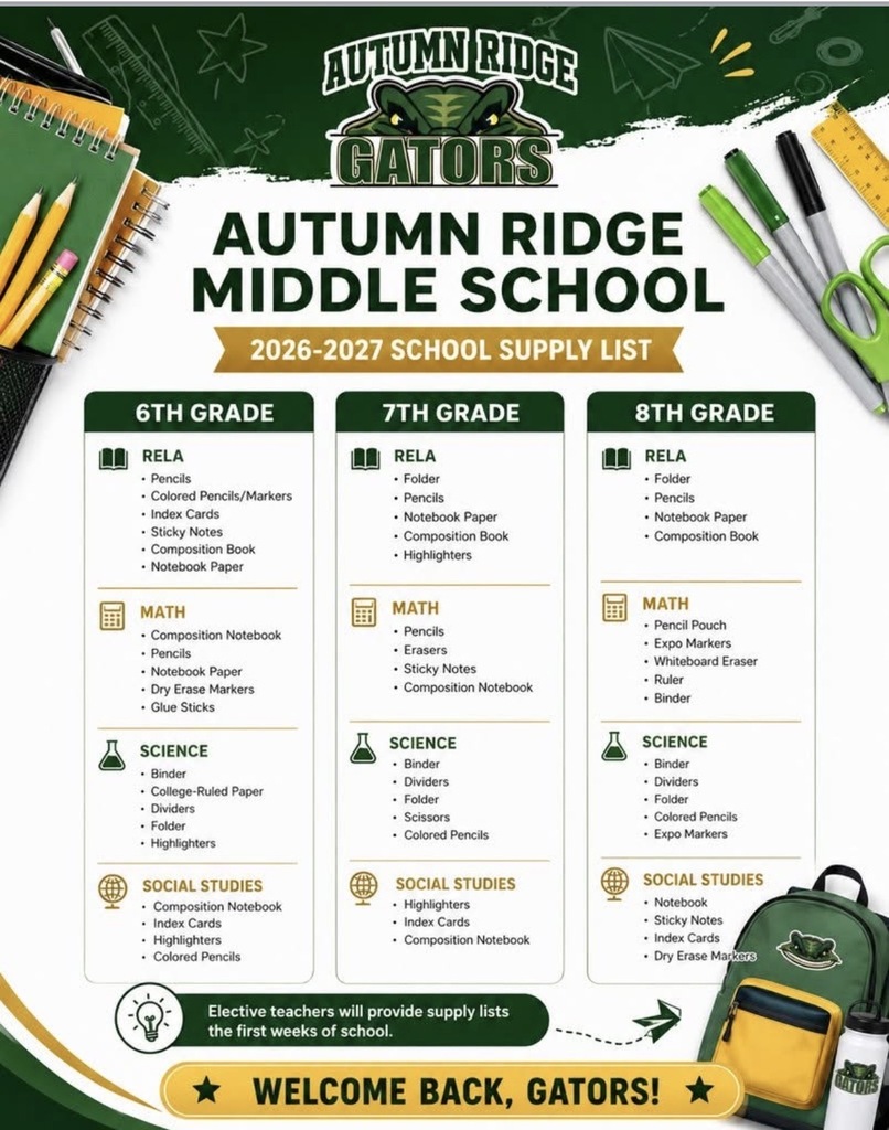 School Supply List 2026-2027