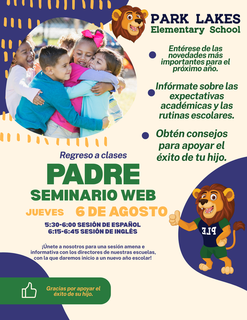 Parent Webinar flyer in Spanish