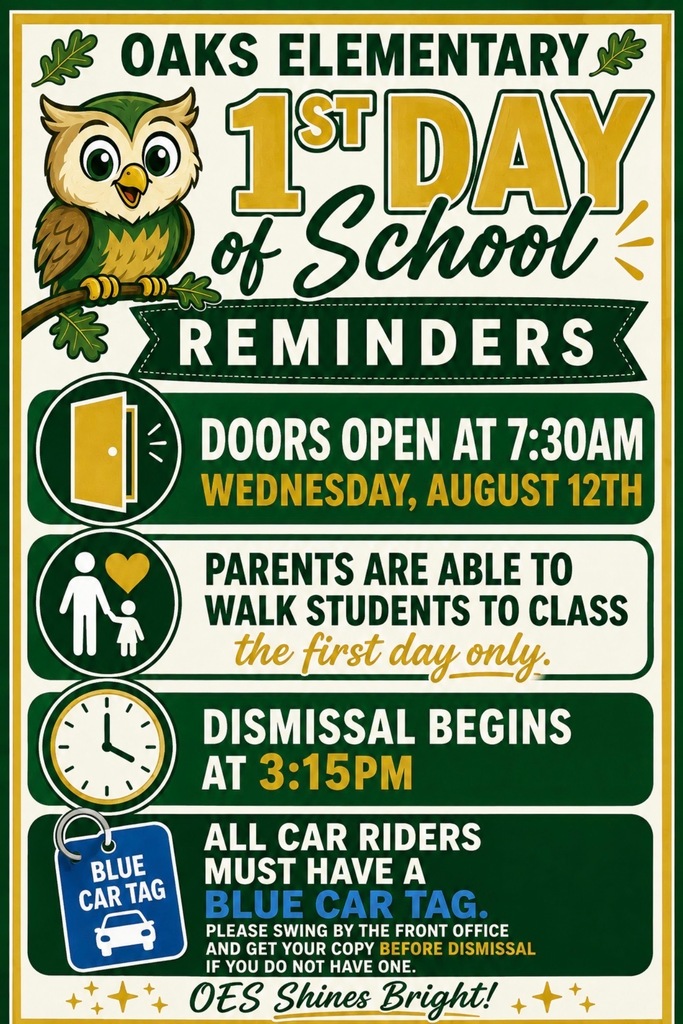 First day of school reminders about start and end times