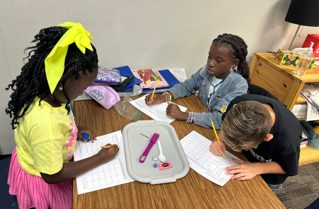 Students engaged in a science exploration