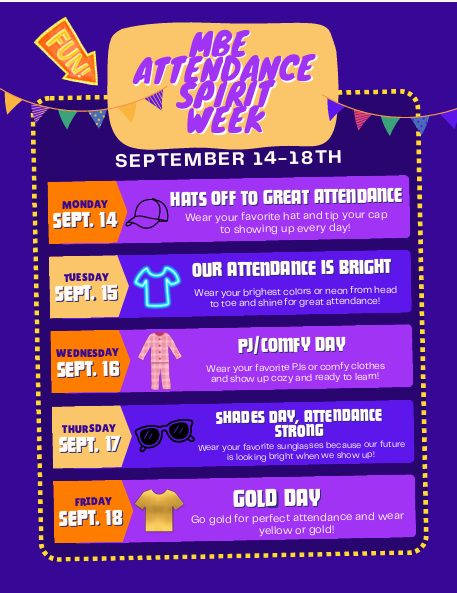 MBEAttendanceSpiritweekdressupdays
