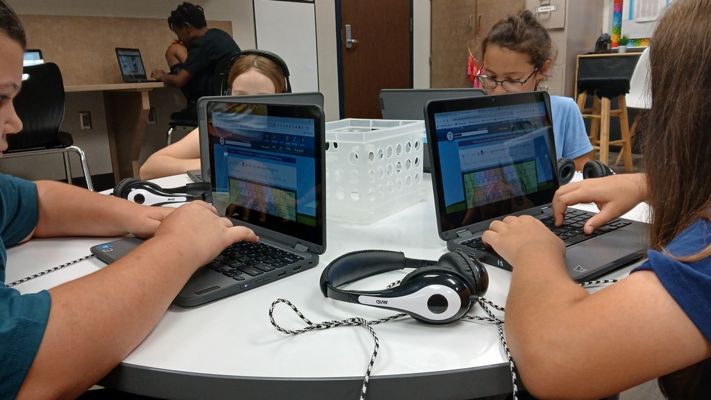 5th graders exploring the adaptive keyboarding activity
