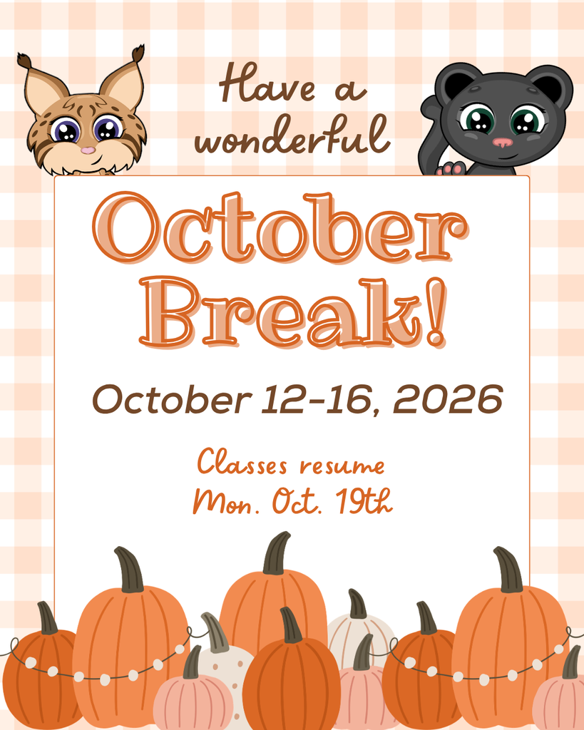 We hope our ECC families have a safe and restful October Break! There will be no school October 12-16th. We'll see you back at the ECC on Monday, October 19th!