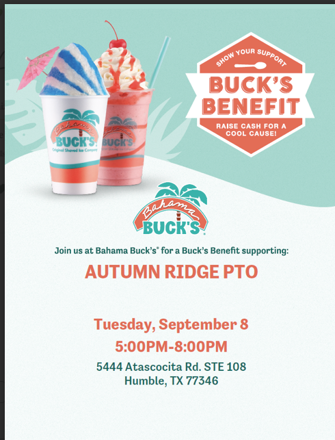 Bahama Bucks Spirit Night , Sept 8, 2026
