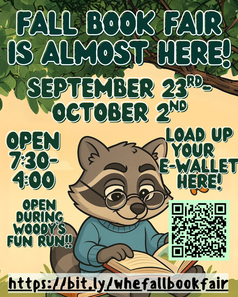 📚✨ The Book Fair is only ONE WEEK away! ✨📚  Get ready, load up those eWallets, and start making your wish lists! We can’t wait to see everyone for Day 1 on September 23! 📖🛒 Scan the QR Code or visit bit.ly/whefallbookfair to load up your e-wallet