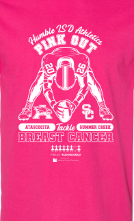 Congratulations to Atascocita High School student Noah Victor! His Pink Out shirt submission was selected as this year's winning design. Shirts will be available in October!