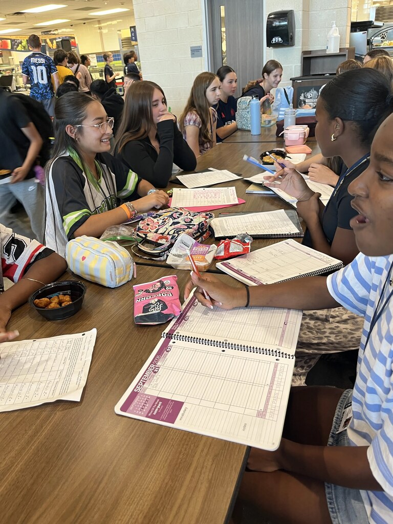 Students planning at lunch