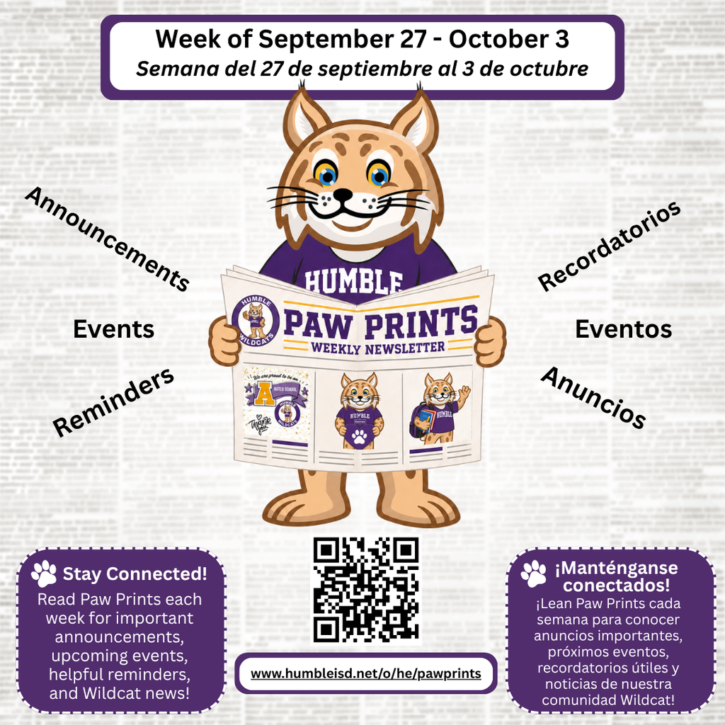 PAw Prints - Week of 9/27 -10/3 (http://www.humbleisd.net/o/he/pawprints)