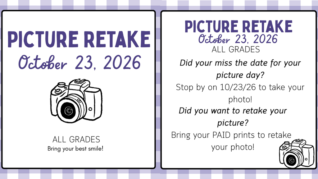 Picture retake graphics for the yearbook.