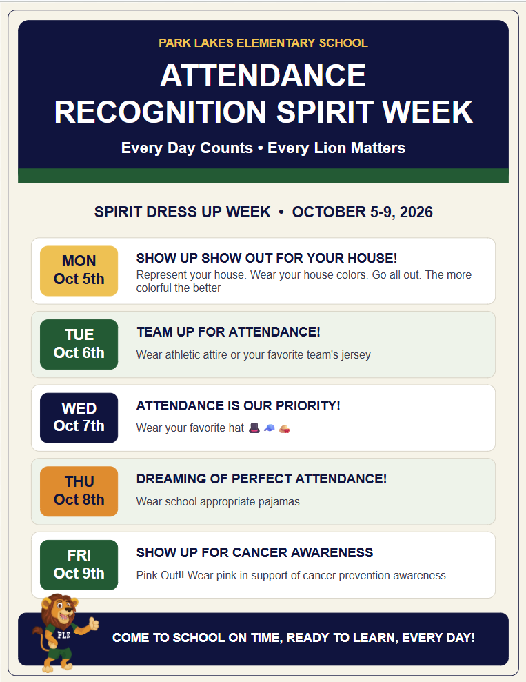 Attendance Recognition Spirit Week Flyer