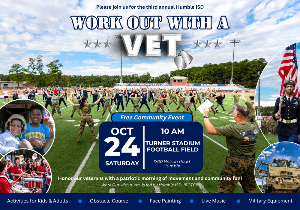 3rd annual Work Out with a Vet 10 am on Saturday, October 24 at Turner Stadium in Humble Texas