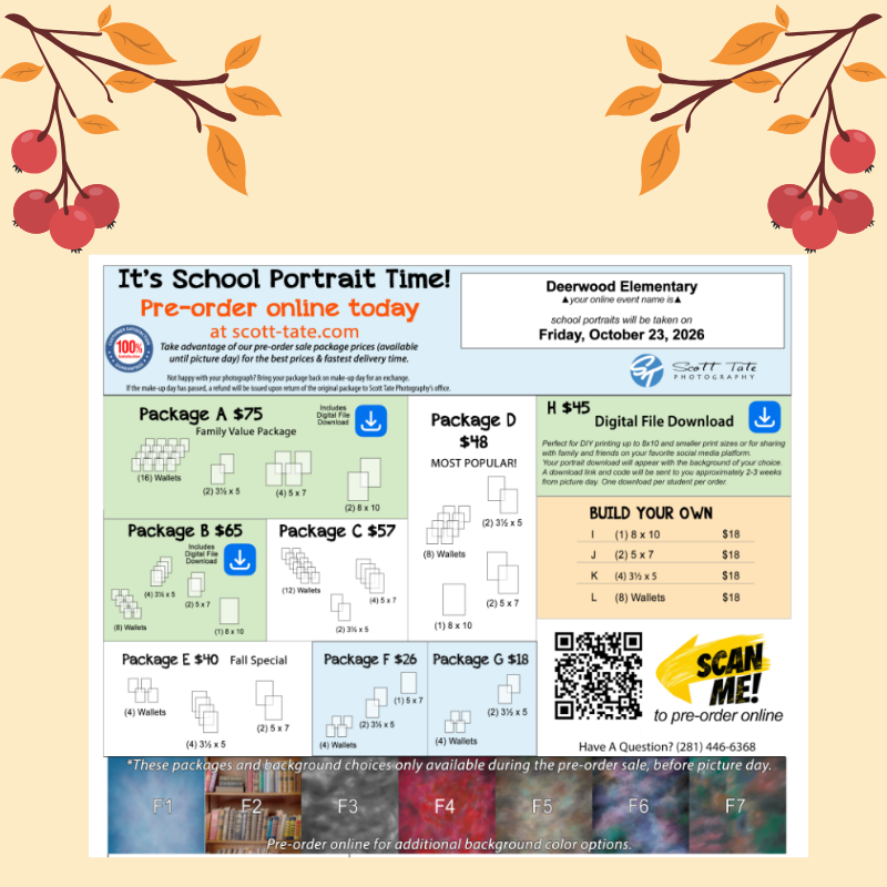 DWE Fall Picture Day, Friday, October 23rd