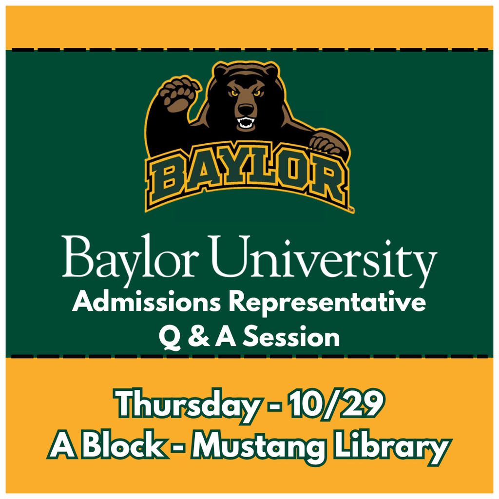 Baylor University logo with a bear and text about an admissions Q&A session.