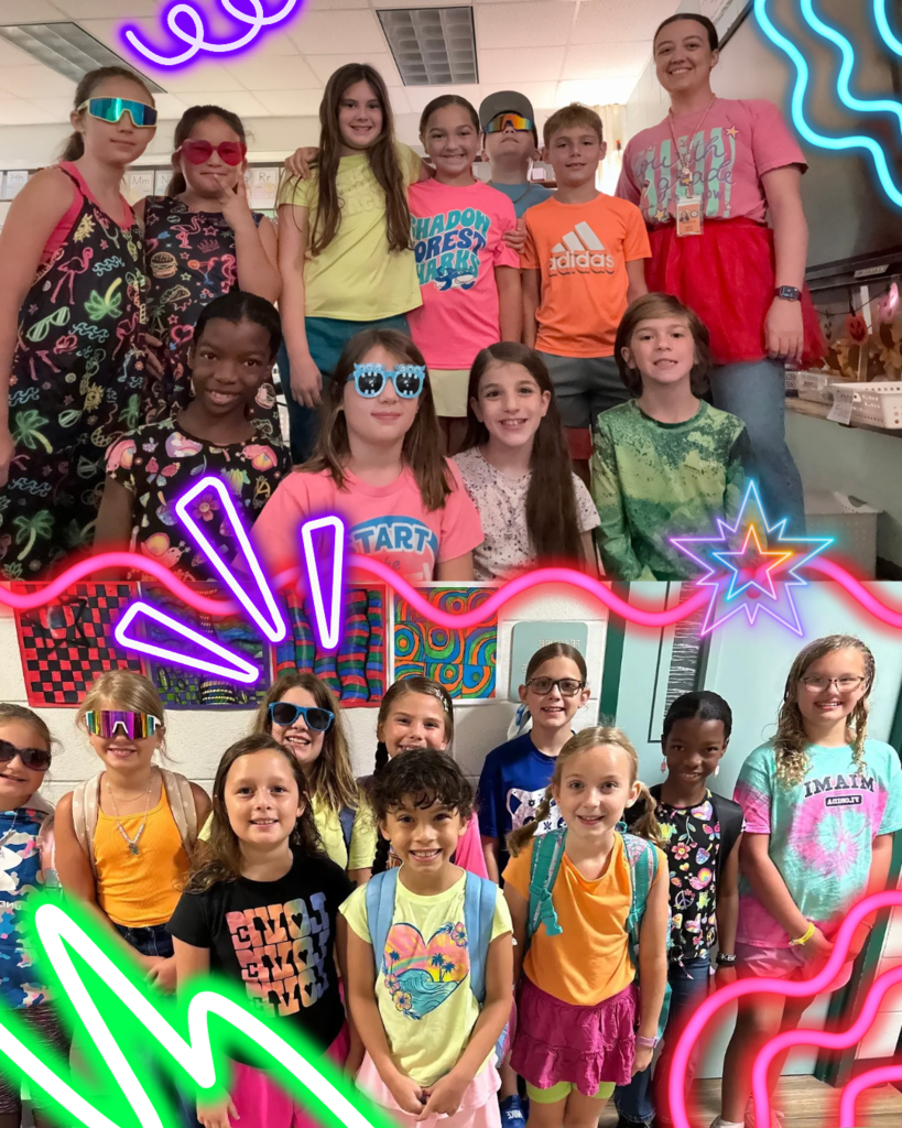 A group of young students, some wearing glasses, standing and sitting, some smiling, in a collage format.