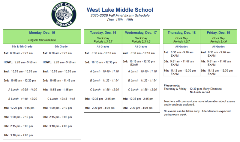 Fall final exam schedule