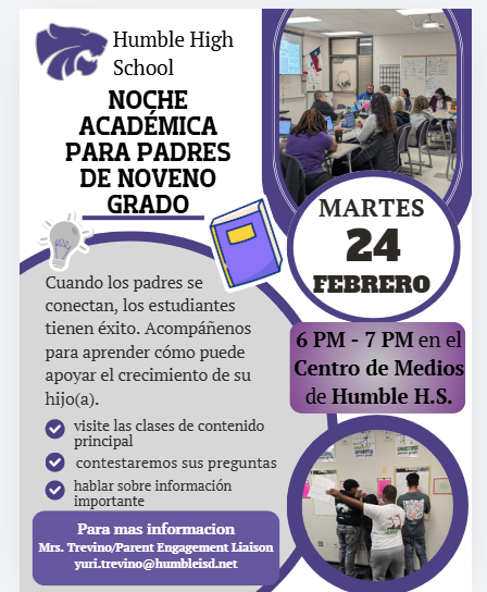 Parent Academic Night flier in Spanish