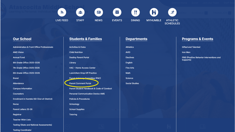Parent Comment Portal Campus Website