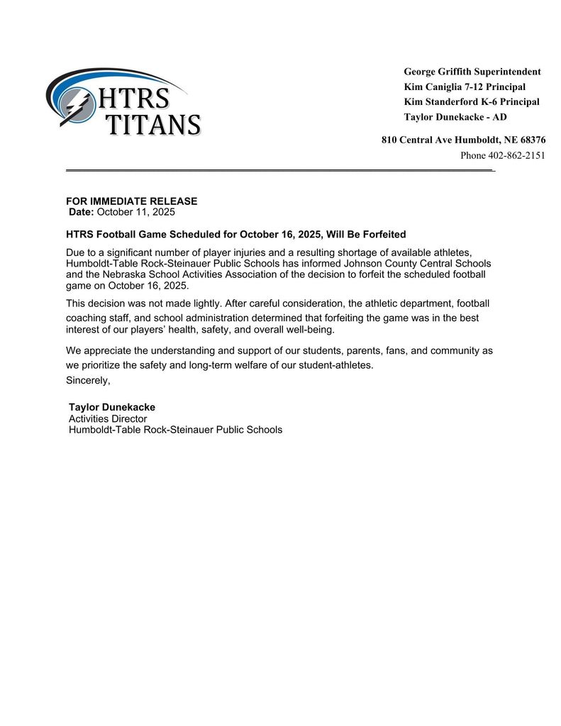 Forfeit Letter
