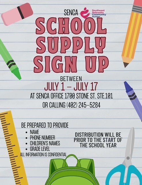 SENCA School Supply Sign Up Information 