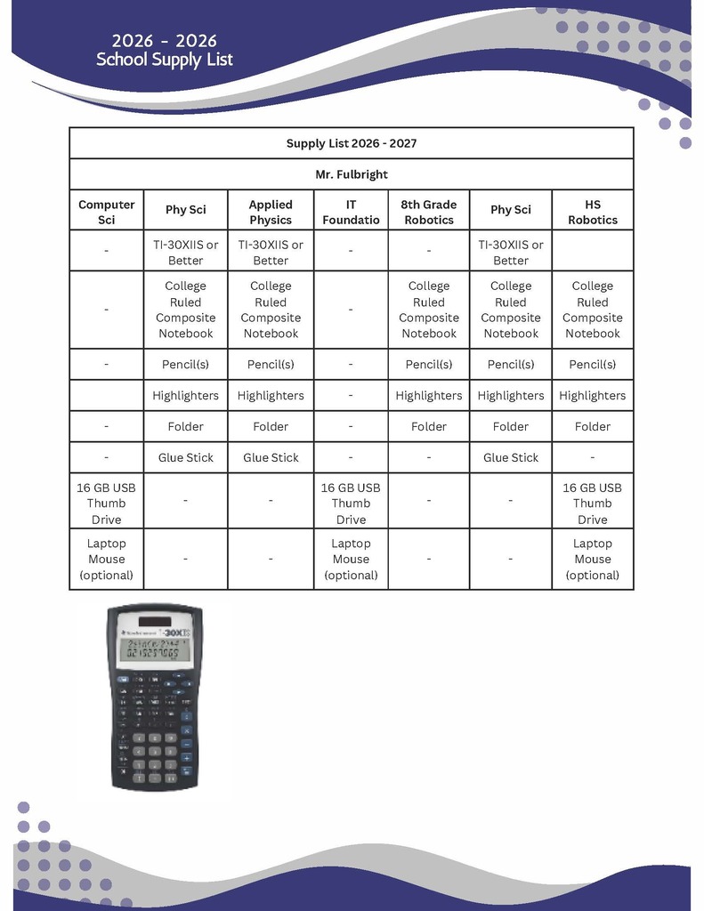 School Supply LIst