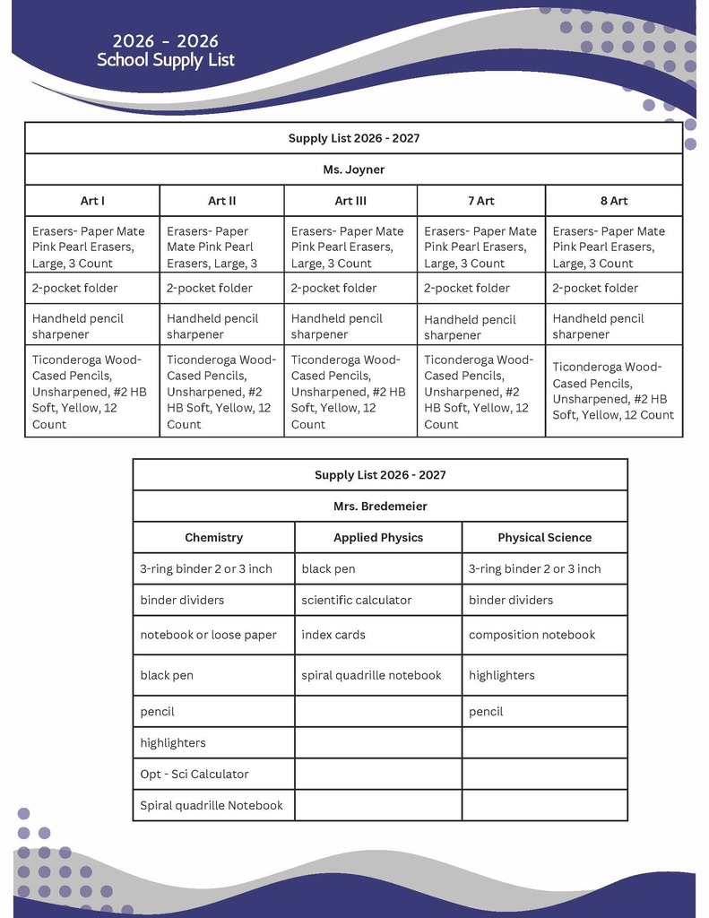 School Supply LIst