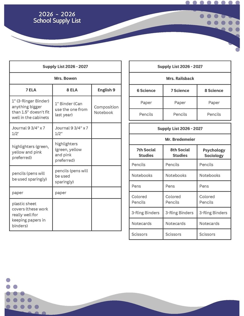 School Supply LIst