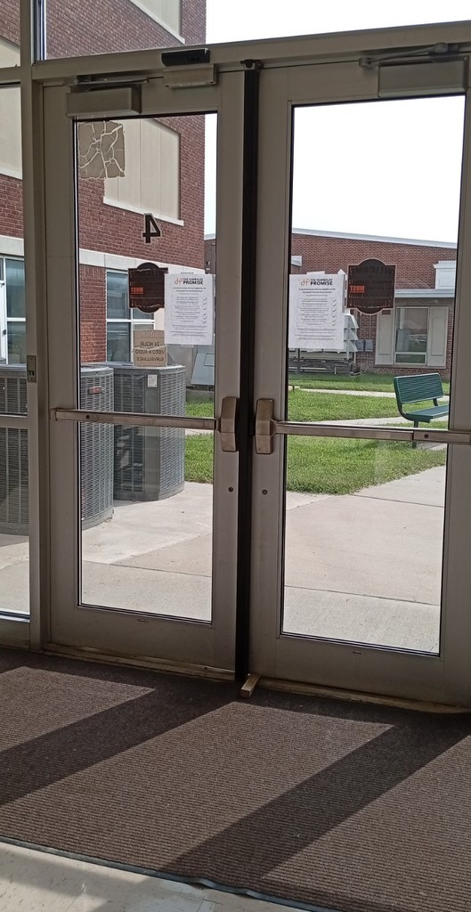 poster on exit doors
