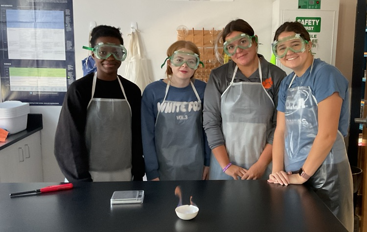 students with burning ethanol