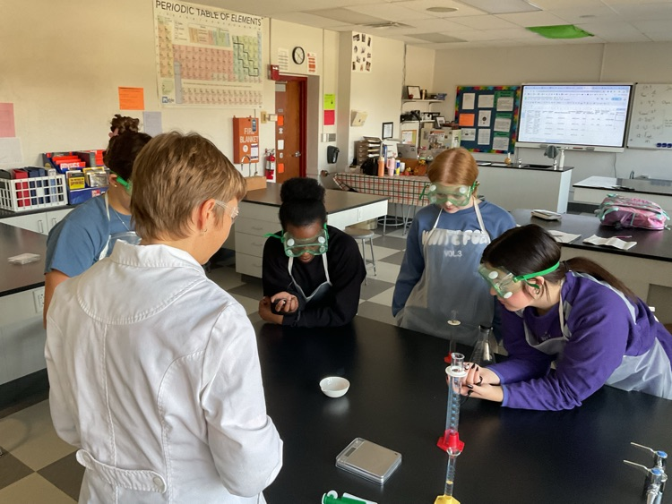 students testing their product