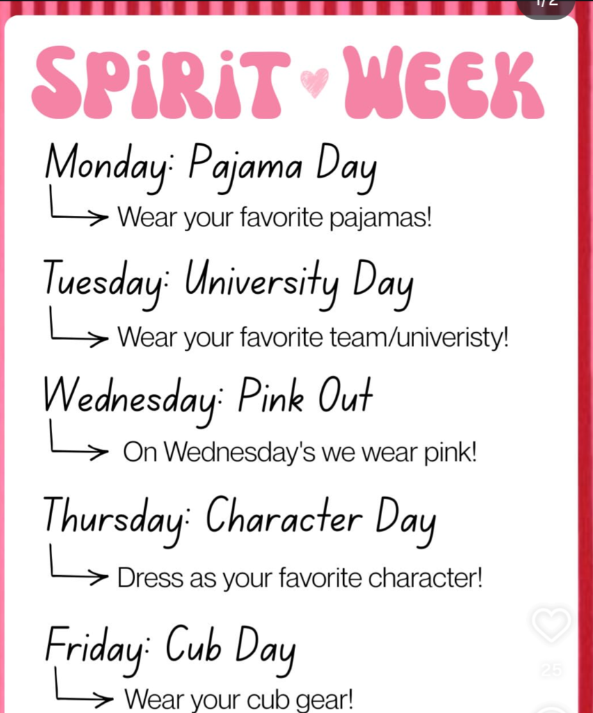 Spirit Week flyer 