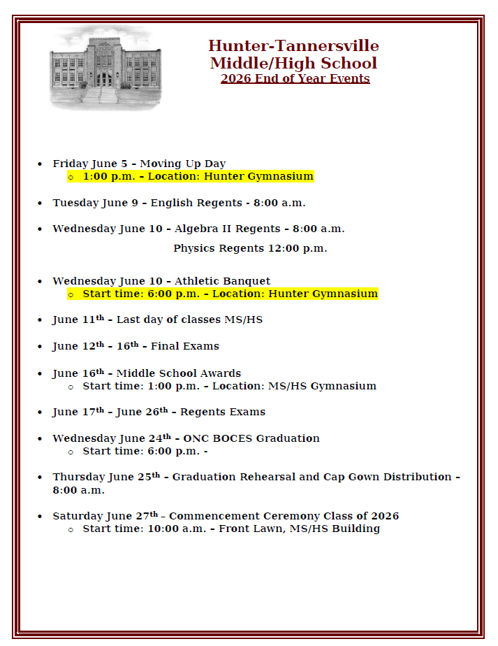 End of Year Events 