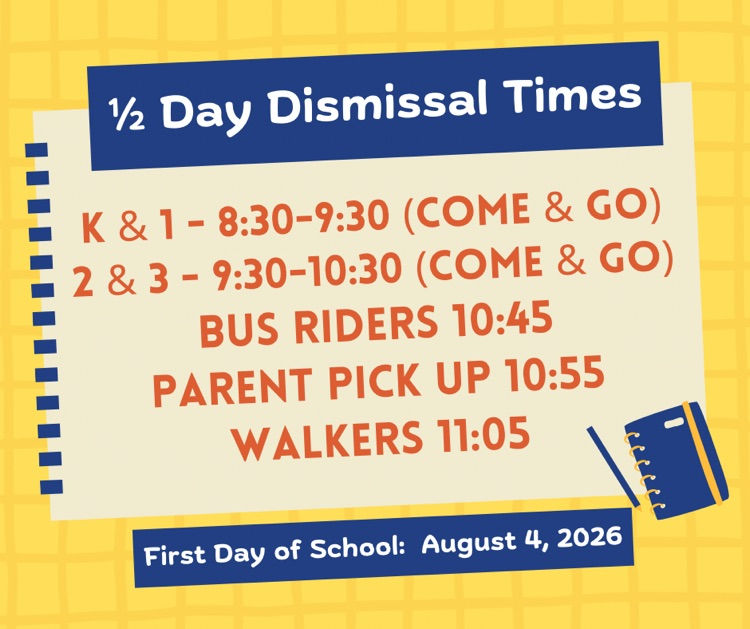1/2 Day Dismissal Times