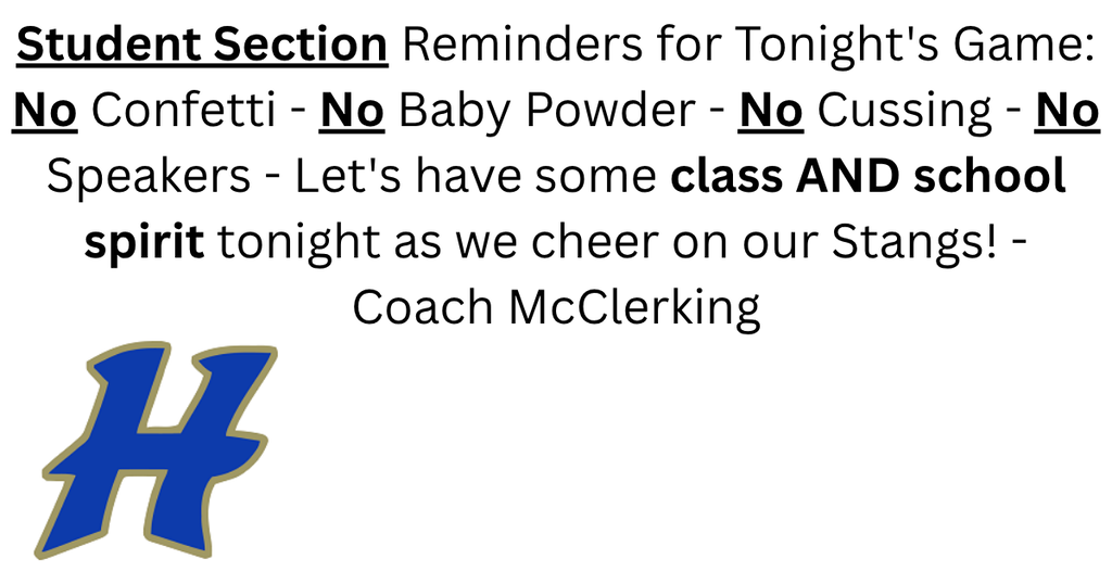 Reminders for Tonight's Game