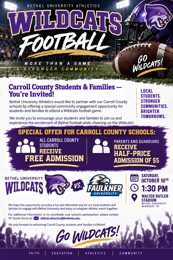 Carroll County Students receive FREE admission to a Bethel Football game  