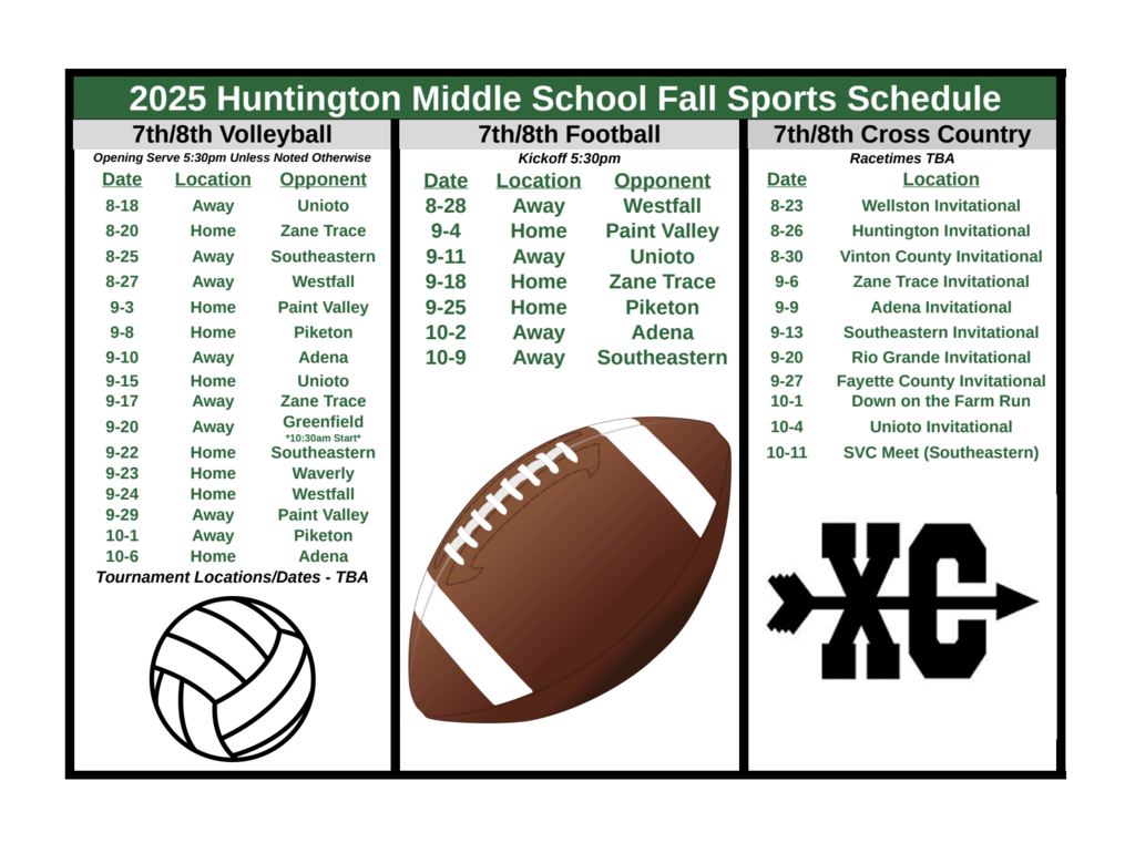 Fall MS Athletic Schedule
